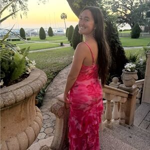 Pretty Garden Elegant Pink Floral Dress Size Medium